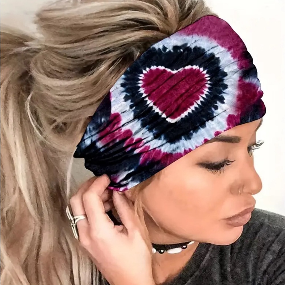 Boho Wide Brim Headband Heart Pattern Banana